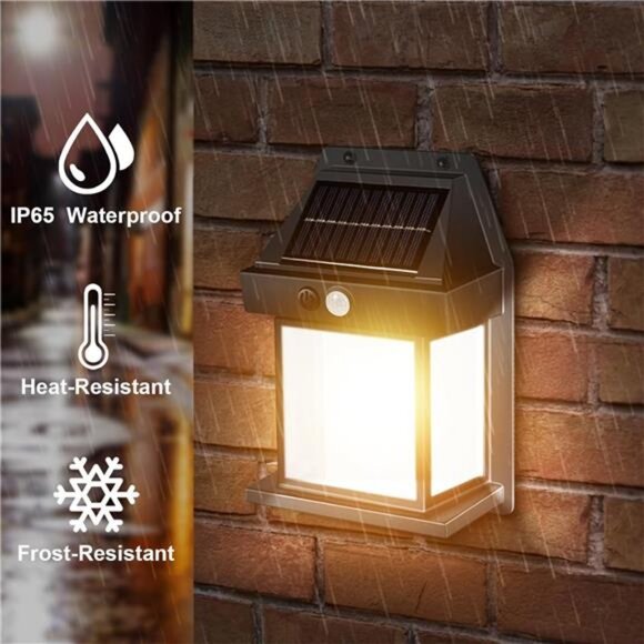 Solar Lights Outdoor, Dusk to Dawn Solar Wall Sconce Motion Sensor, 3 Modes - Picture 3 of 8